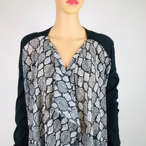 Womens Pelopia Drape-Front Mix Black Top K#26